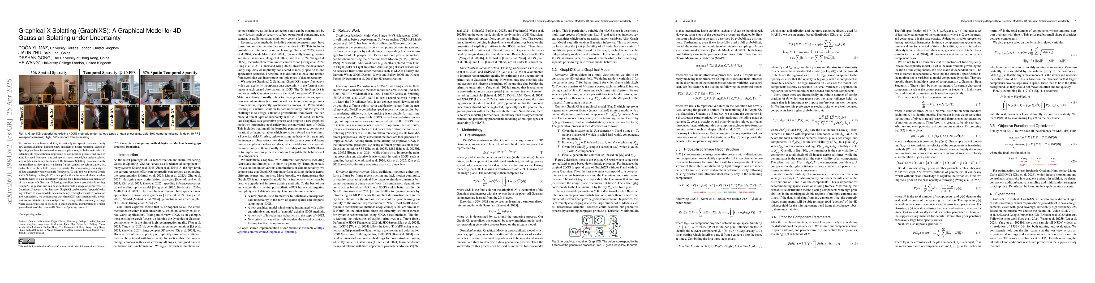 Thumbnail for Graphical X Splatting (GraphiXS): A Graphical Model for 4D Gaussian Splatting under Uncertainty