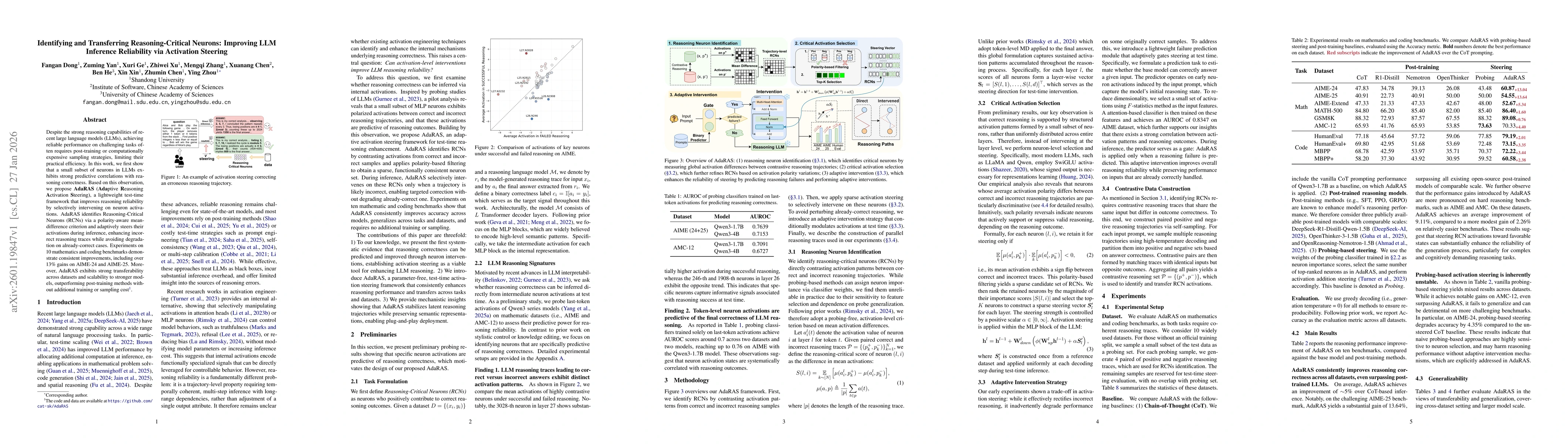 Thumbnail for Identifying and Transferring Reasoning-Critical Neurons: Improving LLM Inference Reliability via Activation Steering