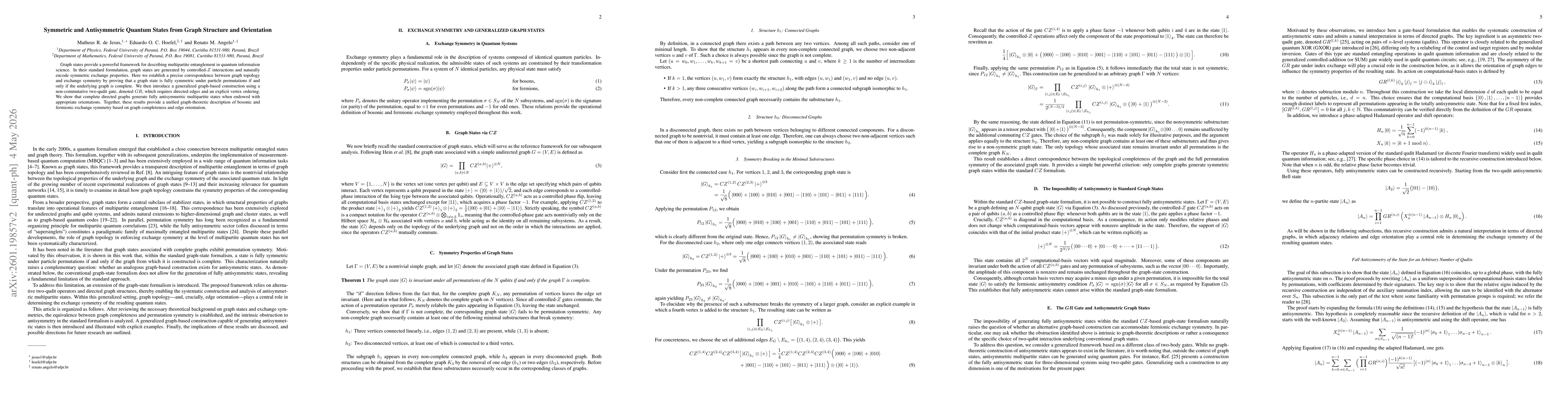 Thumbnail for Symmetric and Antisymmetric Quantum States from Graph Structure and Orientation