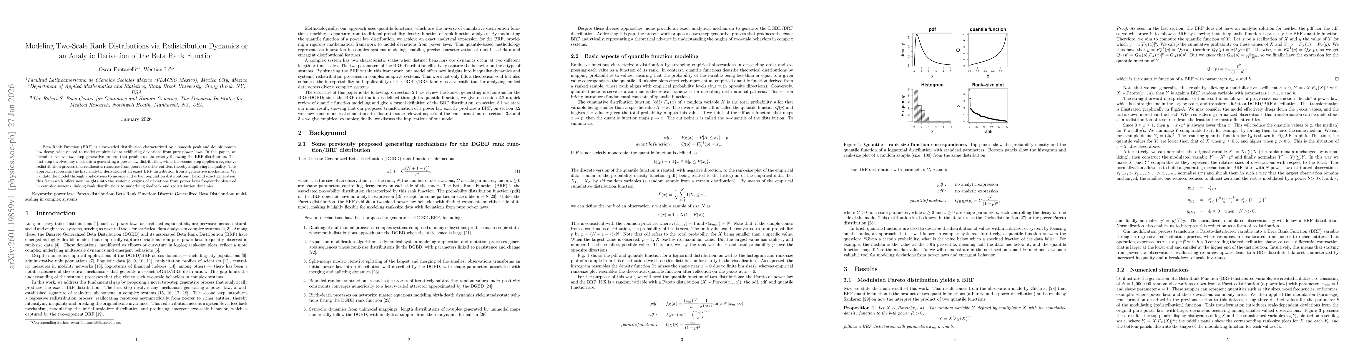 Thumbnail for Modeling Two-Scale Rank Distributions via Redistribution Dynamics or an Analytic Derivation of the Beta Rank Function