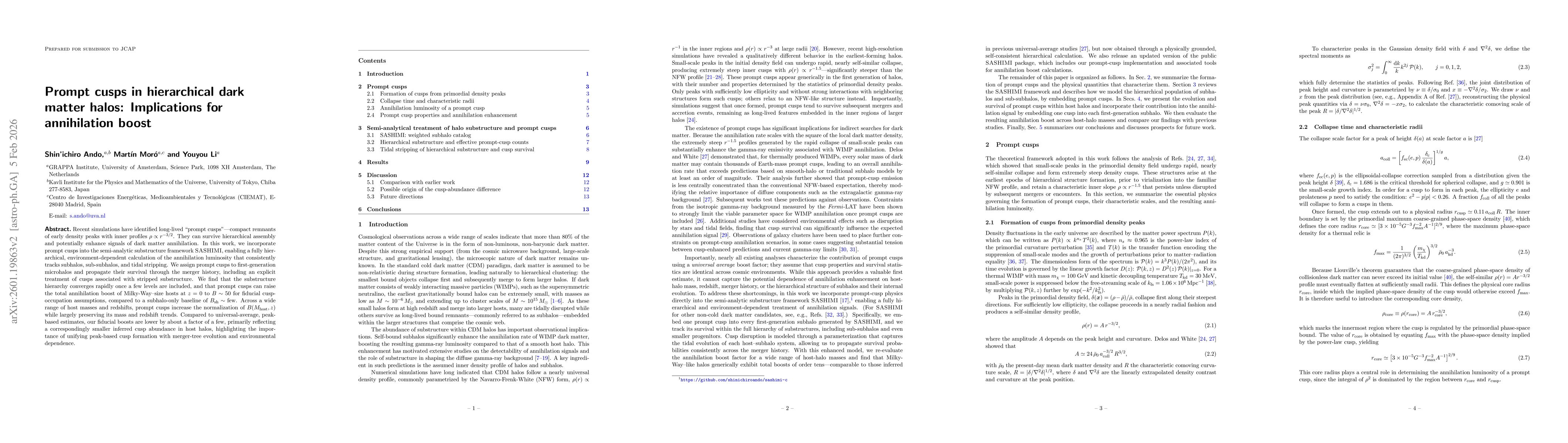 Thumbnail for Prompt cusps in hierarchical dark matter halos: Implications for annihilation boost