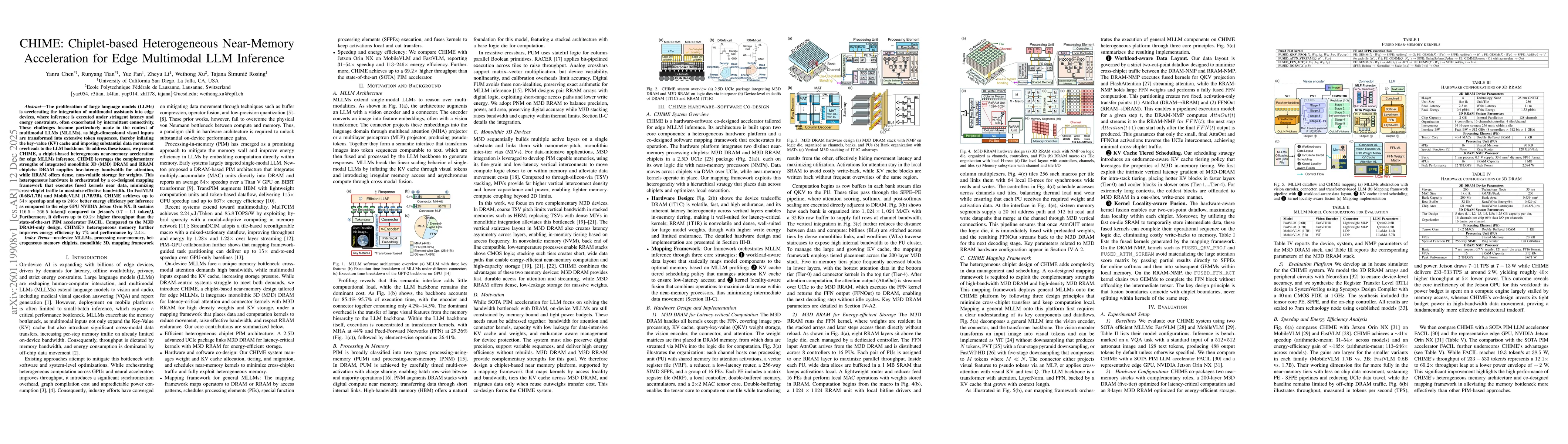 Thumbnail for CHIME: Chiplet-based Heterogeneous Near-Memory Acceleration for Edge Multimodal LLM Inference