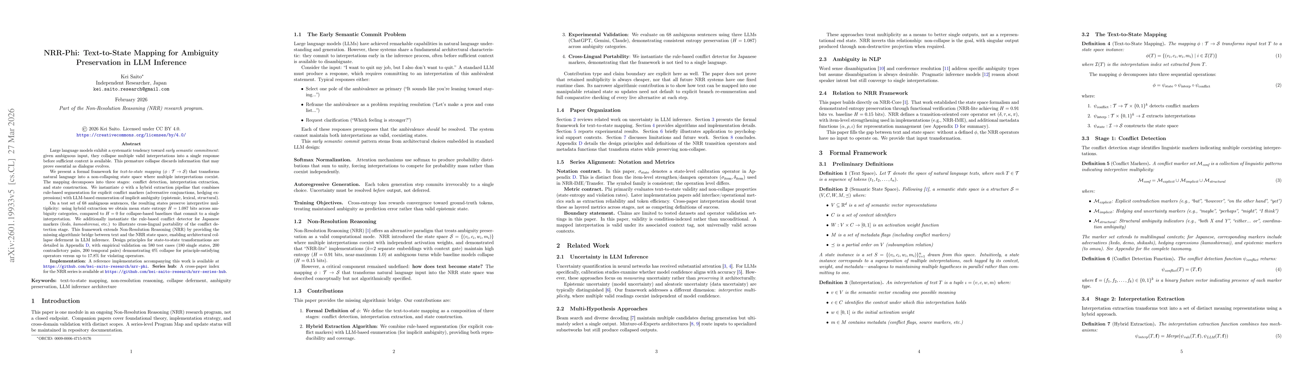Thumbnail for Text-to-State Mapping for Non-Resolution Reasoning: The Contradiction-Preservation Principle