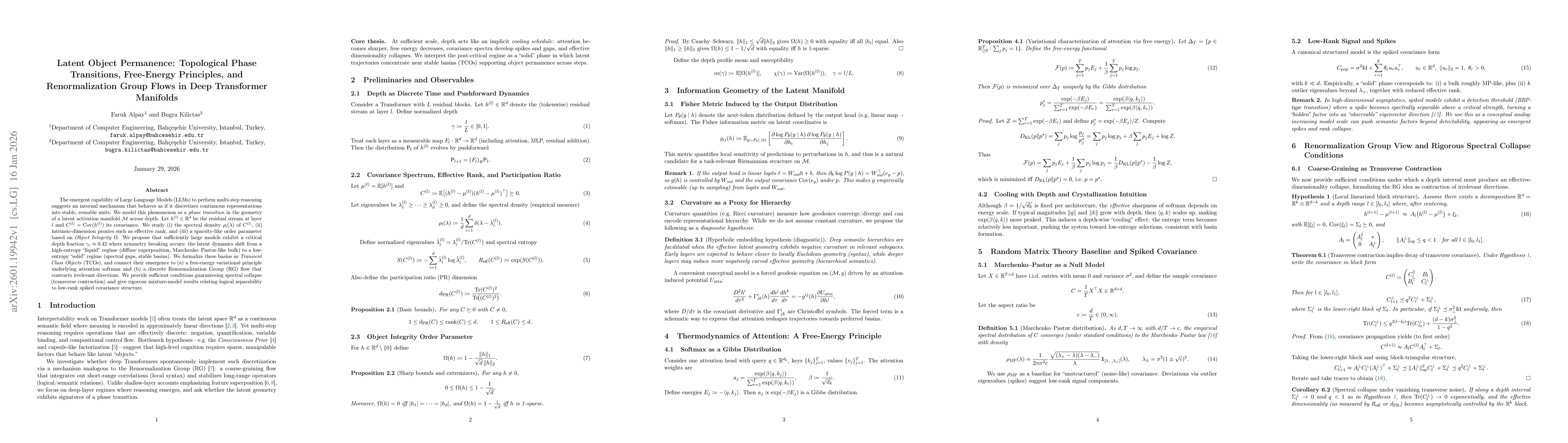 Thumbnail for Latent Object Permanence: Topological Phase Transitions, Free-Energy Principles, and Renormalization Group Flows in Deep Transformer Manifolds