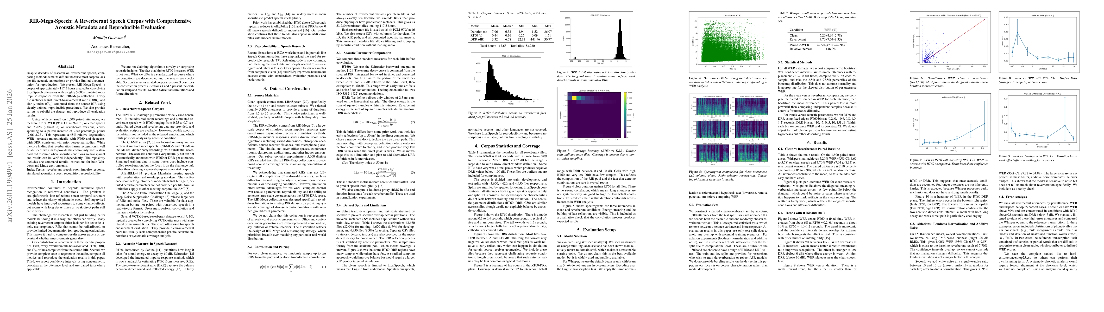Thumbnail for RIR-Mega-Speech: A Reverberant Speech Corpus with Comprehensive Acoustic Metadata and Reproducible Evaluation