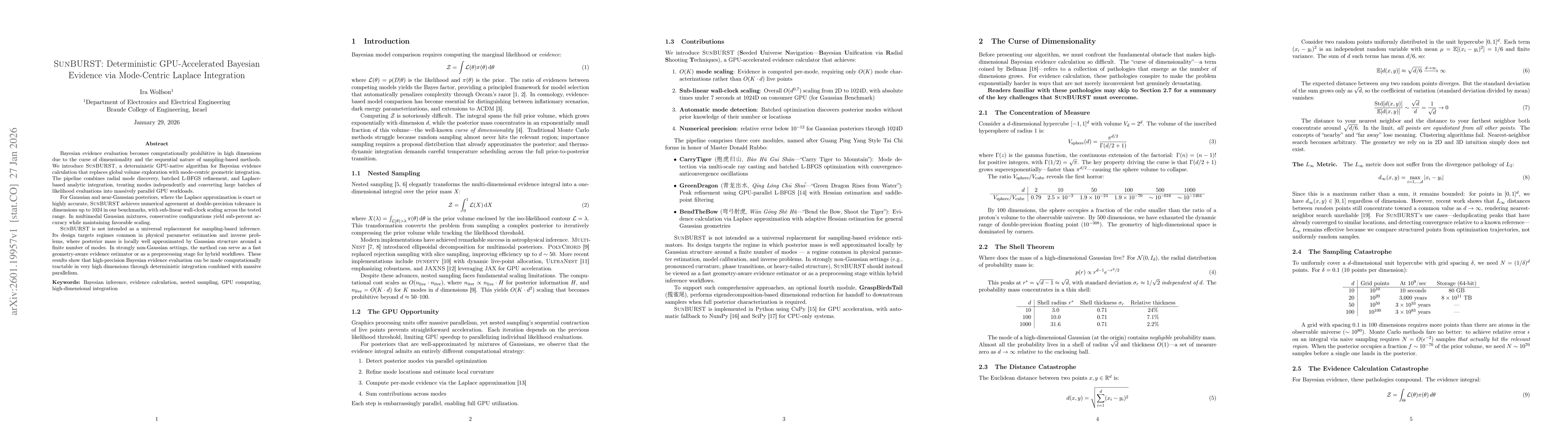 Thumbnail for SunBURST: Deterministic GPU-Accelerated Bayesian Evidence via Mode-Centric Laplace Integration