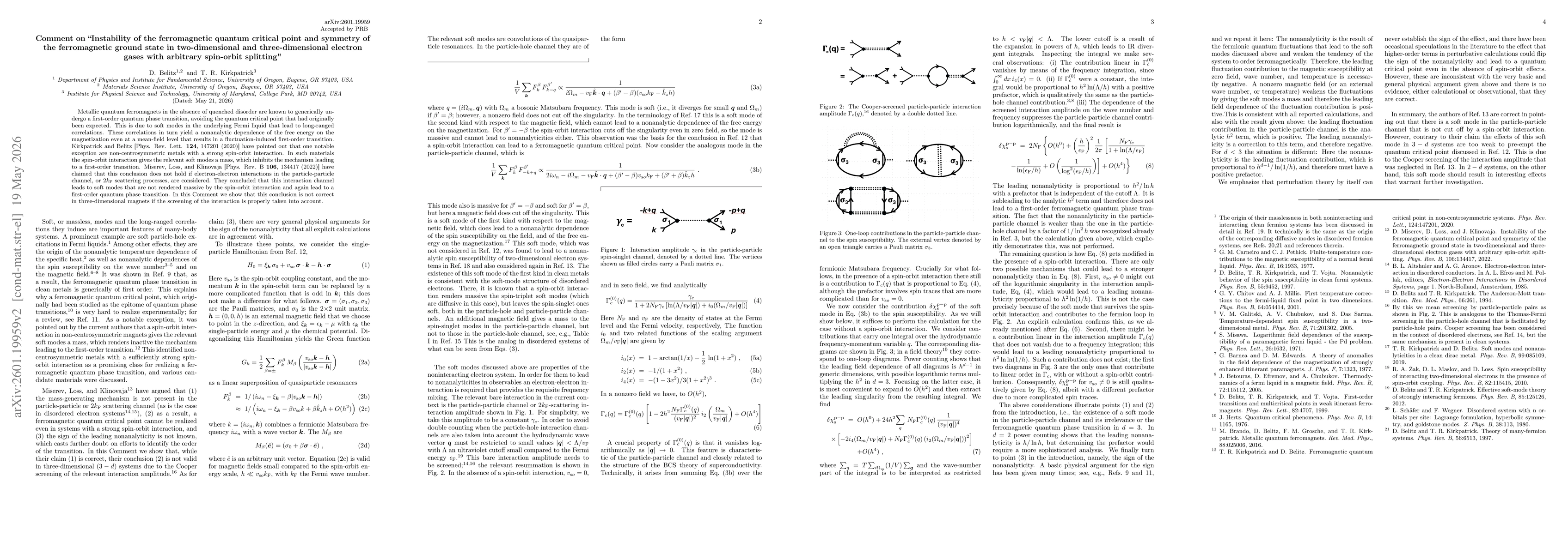 Thumbnail for Comment on "Instability of the ferromagnetic quantum critical point and symmetry of the ferromagnetic ground state in two-dimensional and three-dimensional electron gases with arbitrary spin-orbit splitting"