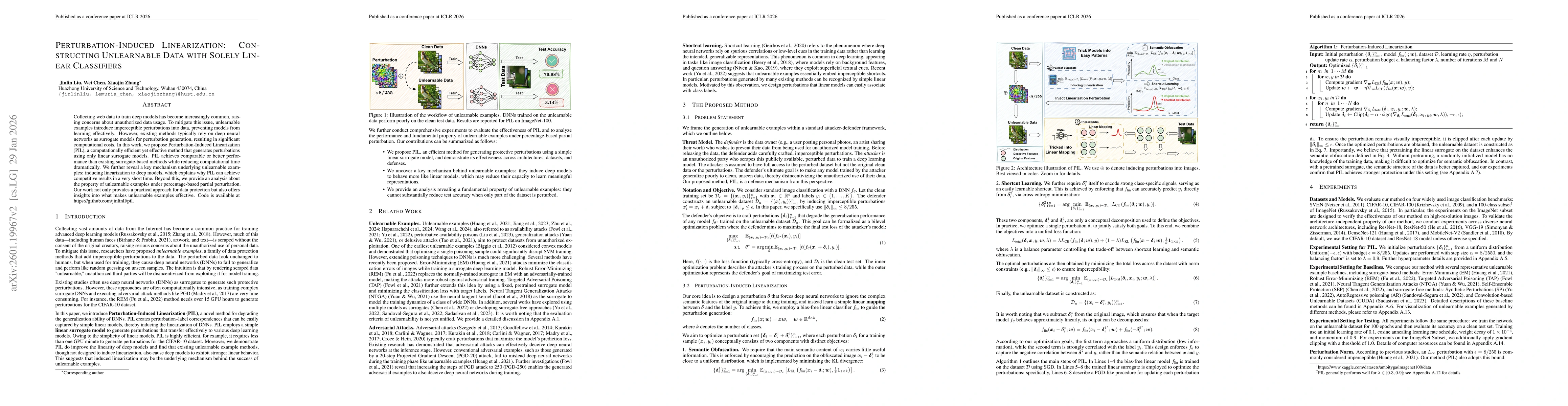 Thumbnail for Perturbation-Induced Linearization: Constructing Unlearnable Data with Solely Linear Classifiers