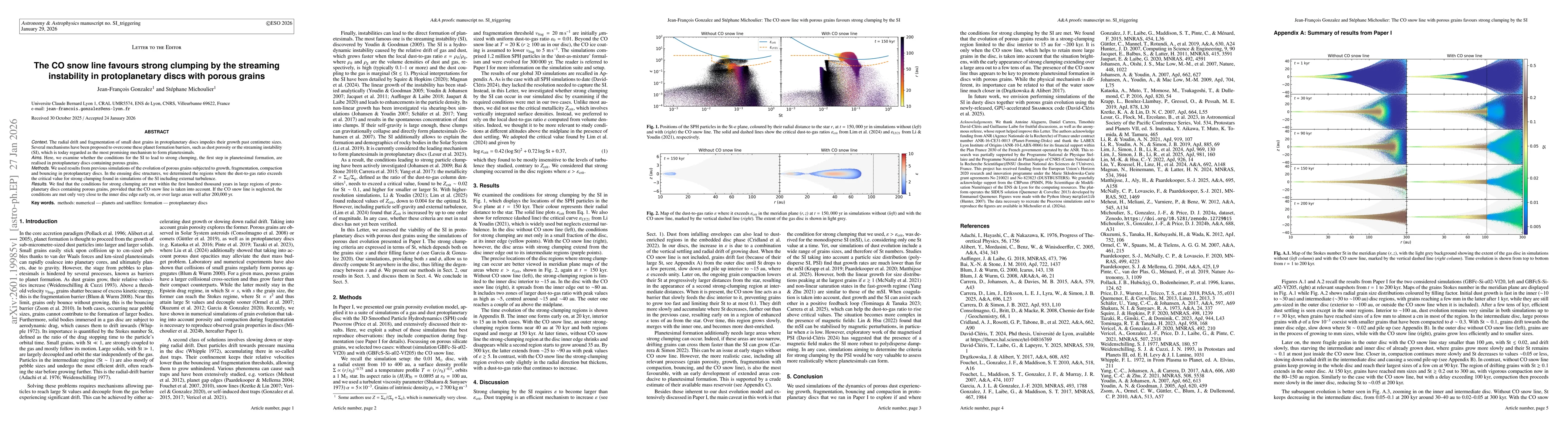 Thumbnail for The CO snow line favours strong clumping by the streaming instability in protoplanetary discs with porous grains