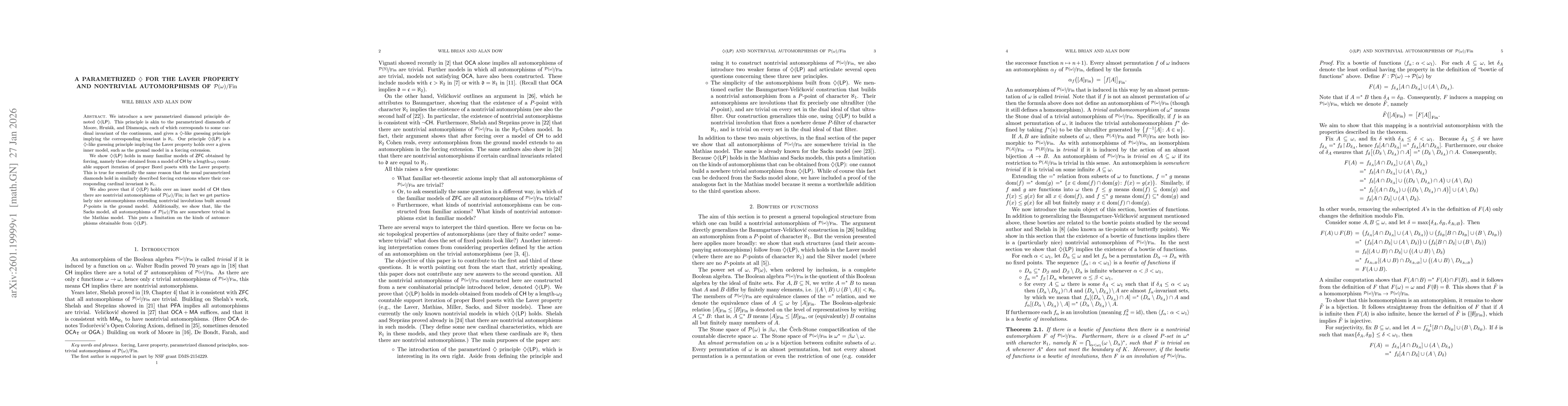 Thumbnail for A parametrized $\diamondsuit$ for the Laver property and nontrivial automorphisms of $\mathcal P(ω)/\mathrm{Fin}$