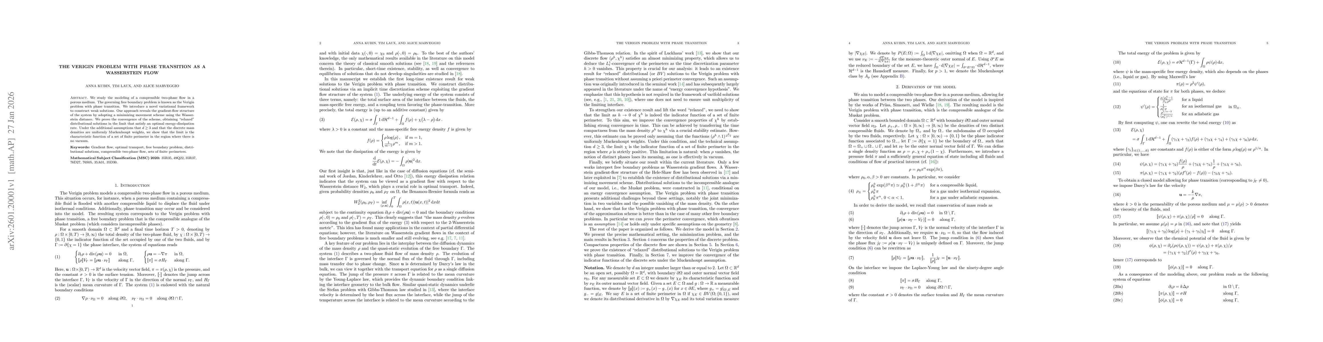 Thumbnail for The Verigin problem with phase transition as a Wasserstein flow