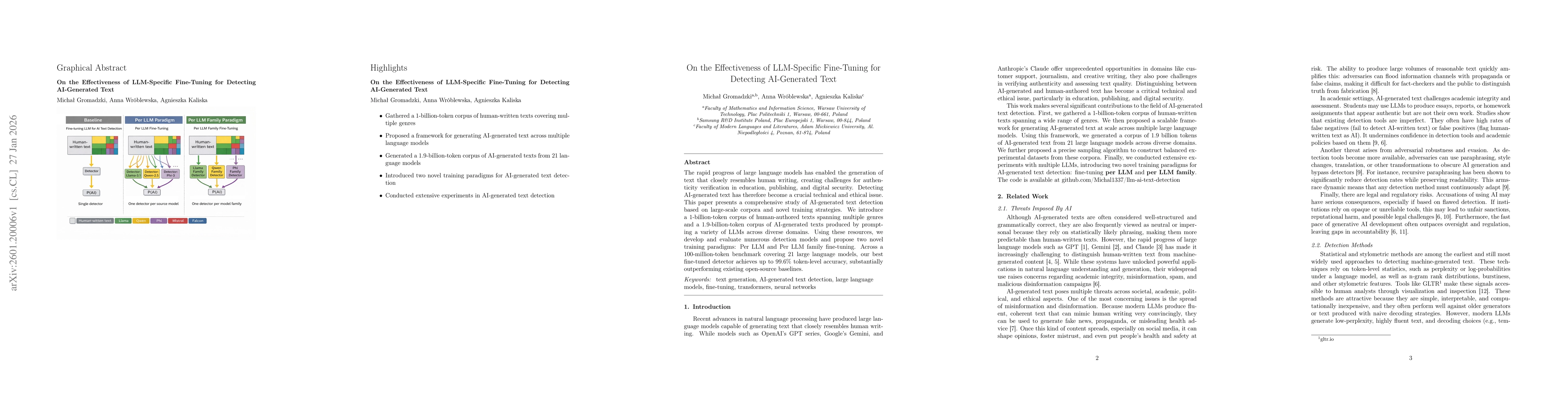 Thumbnail for On the Effectiveness of LLM-Specific Fine-Tuning for Detecting AI-Generated Text