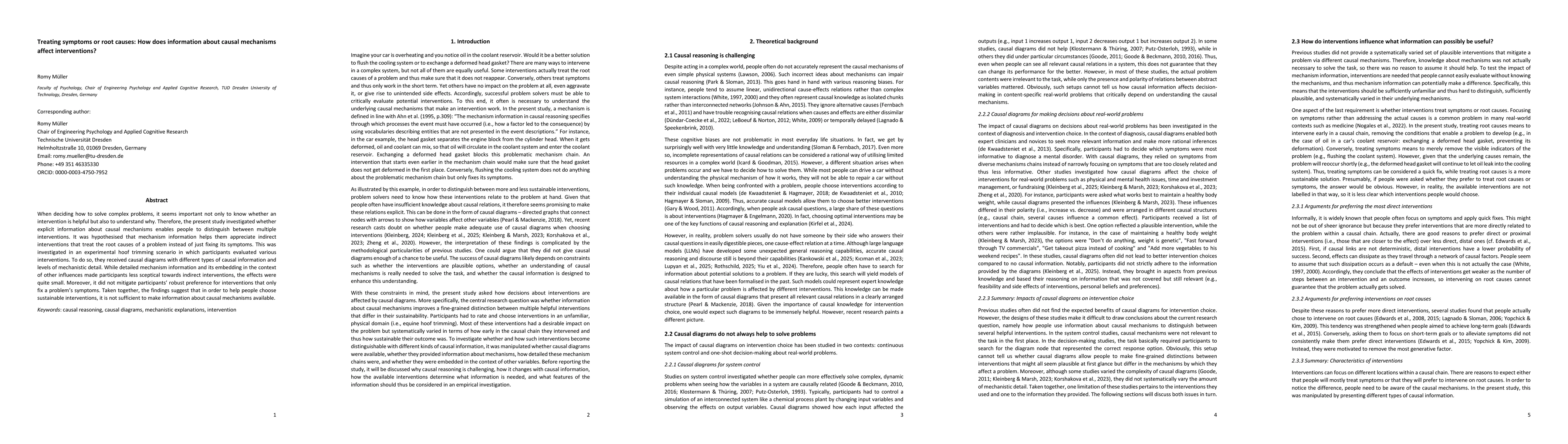 Thumbnail for Treating symptoms or root causes: How does information about causal mechanisms affect interventions?