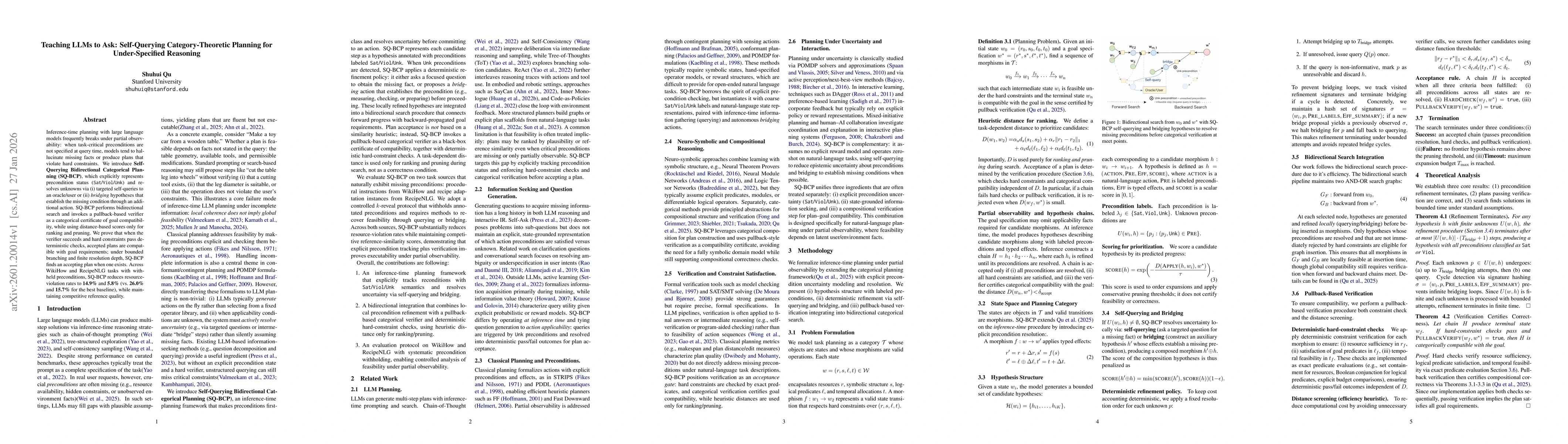 Thumbnail for Teaching LLMs to Ask: Self-Querying Category-Theoretic Planning for Under-Specified Reasoning
