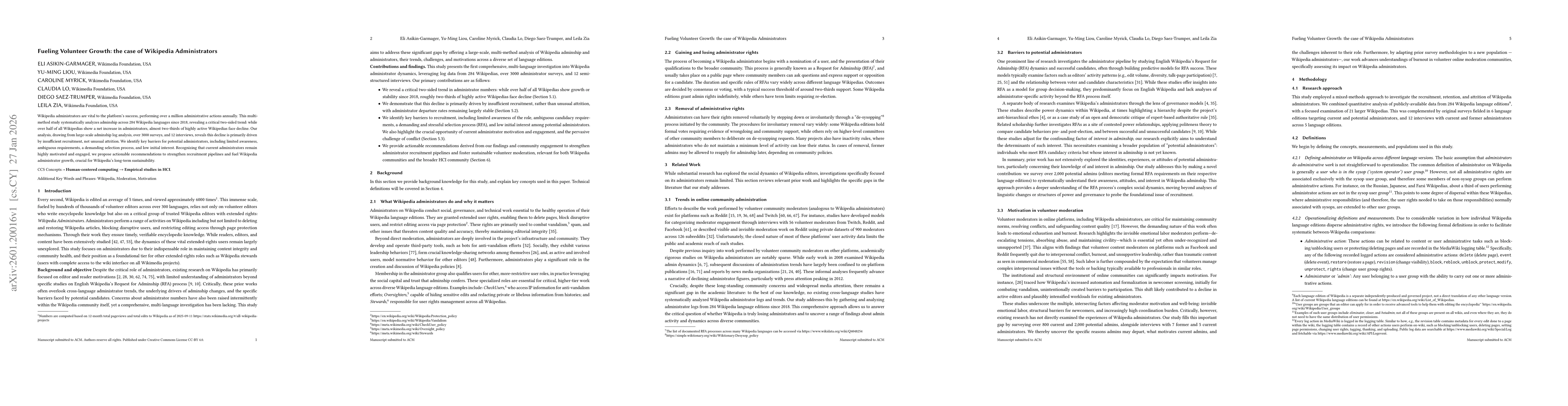Thumbnail for Fueling Volunteer Growth: the case of Wikipedia Administrators