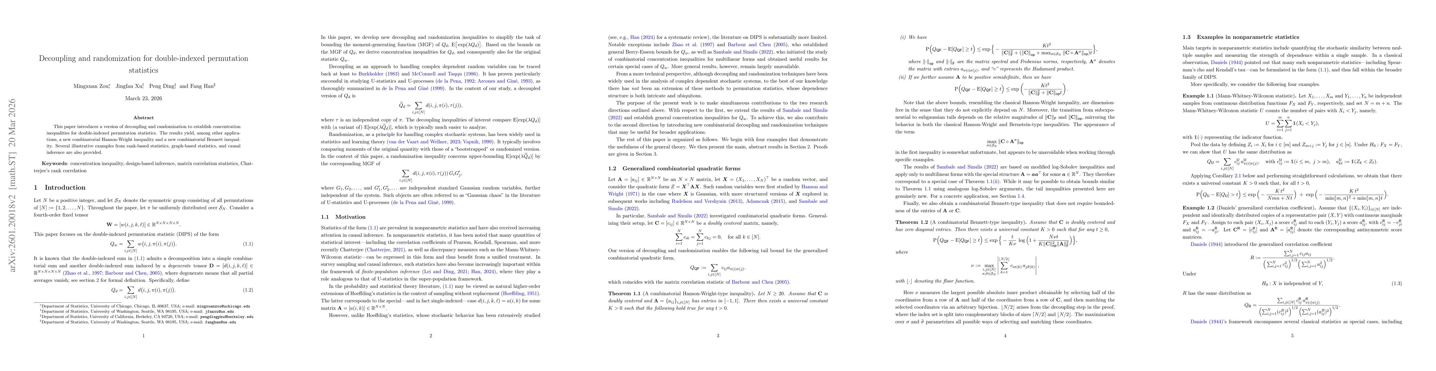 Thumbnail for Decoupling and randomization for double-indexed permutation statistics