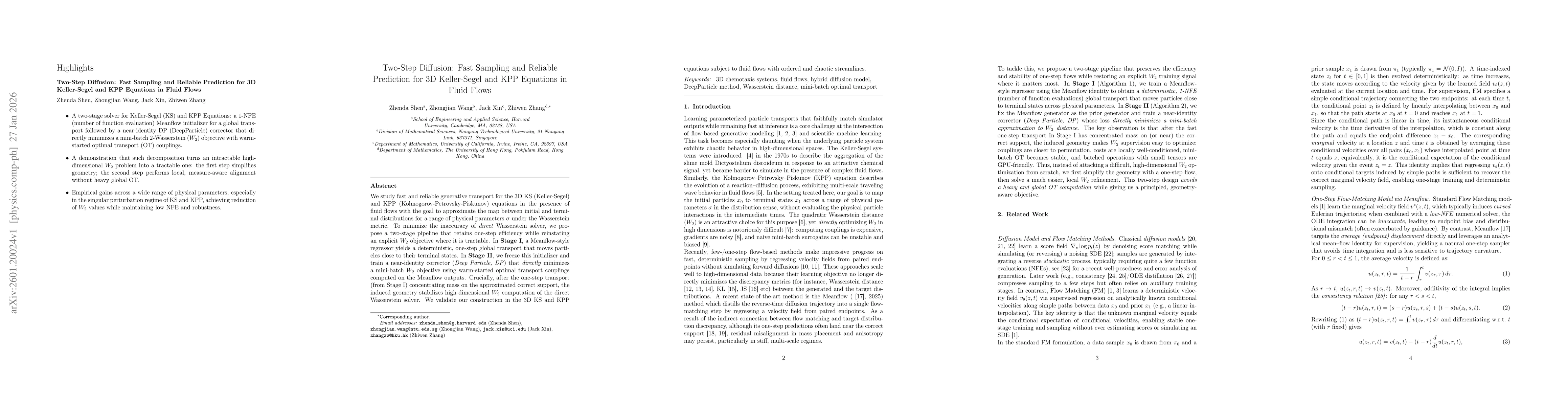 Thumbnail for Two-Step Diffusion: Fast Sampling and Reliable Prediction for 3D Keller--Segel and KPP Equations in Fluid Flows