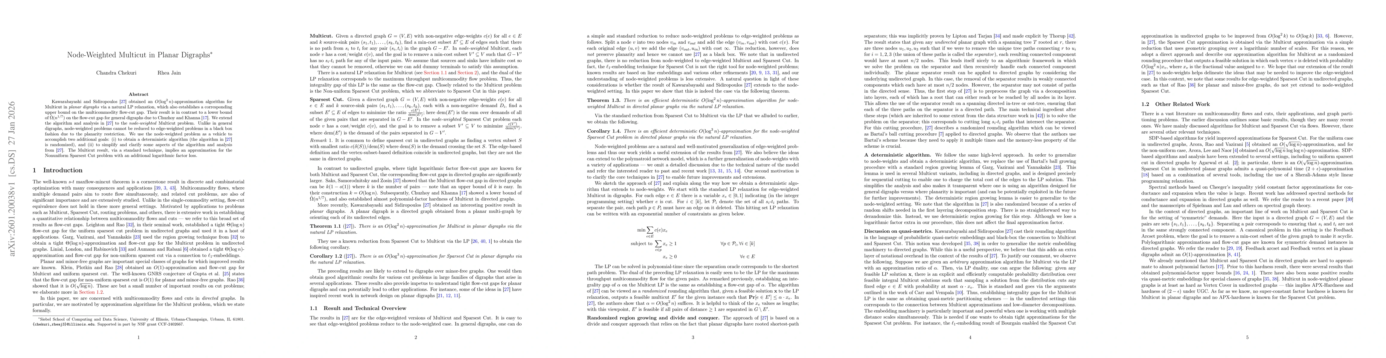 Thumbnail for Node-Weighted Multicut in Planar Digraphs