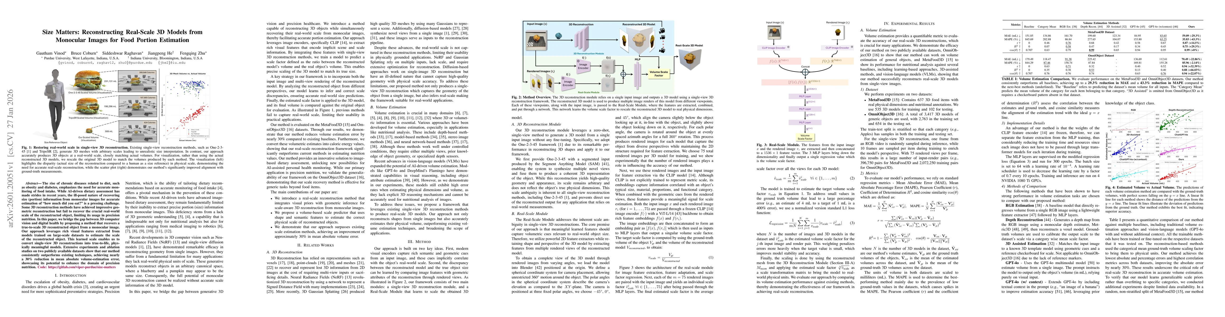 Thumbnail for Size Matters: Reconstructing Real-Scale 3D Models from Monocular Images for Food Portion Estimation