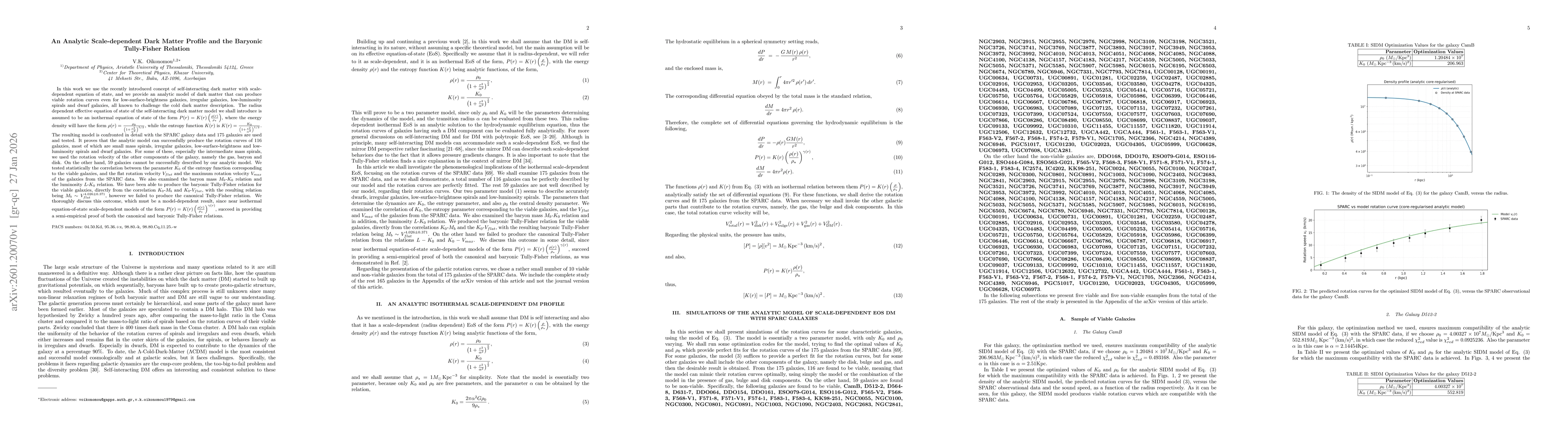 Thumbnail for An Analytic Scale-dependent Dark Matter Profile and the Baryonic Tully-Fisher Relation