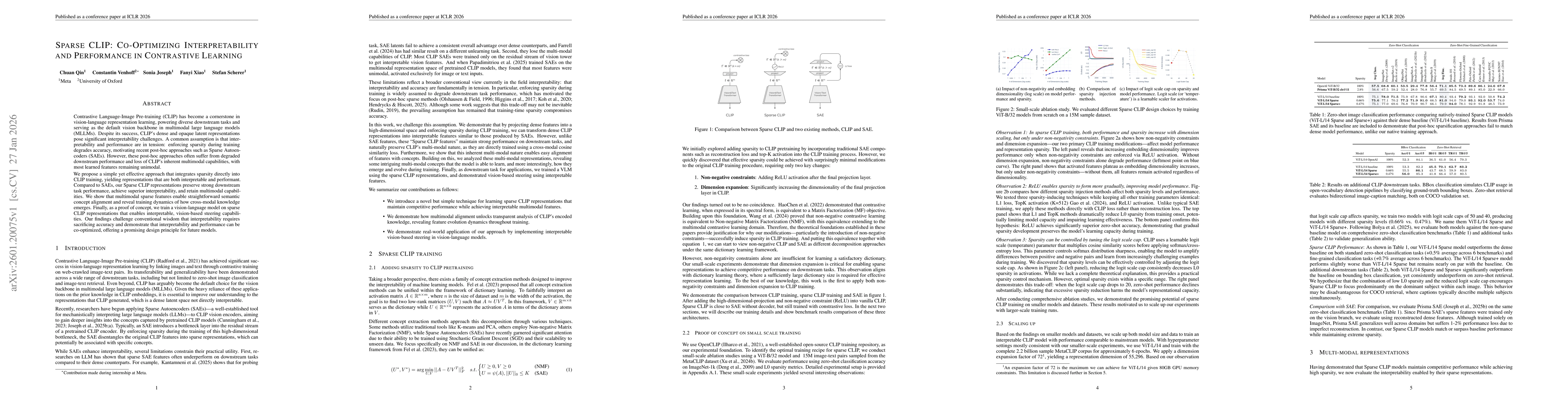 Thumbnail for Sparse CLIP: Co-Optimizing Interpretability and Performance in Contrastive Learning