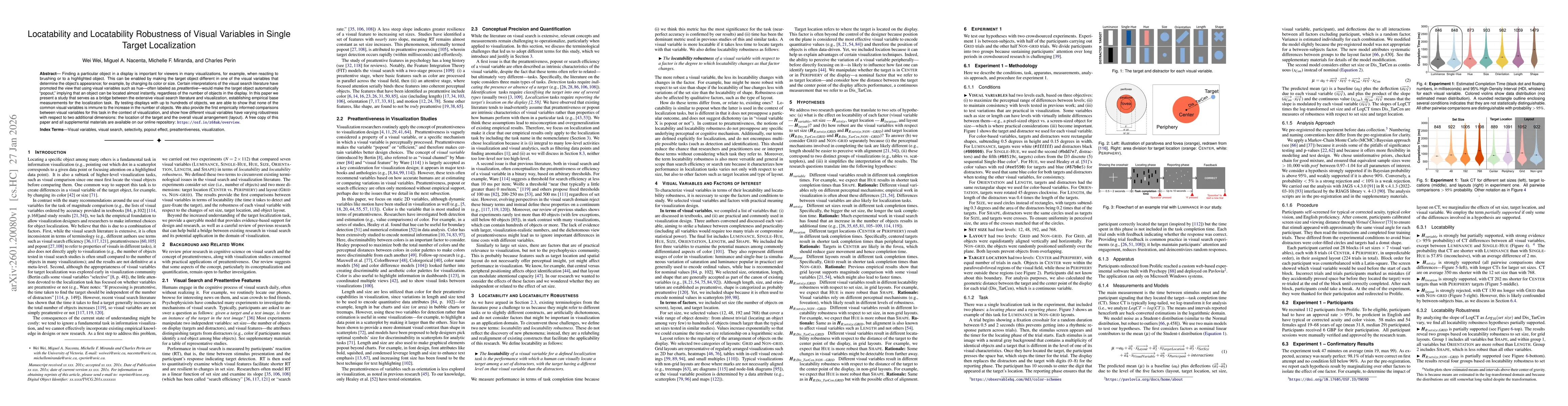 Thumbnail for Locatability and Locatability Robustness of Visual Variables in Single Target Localization