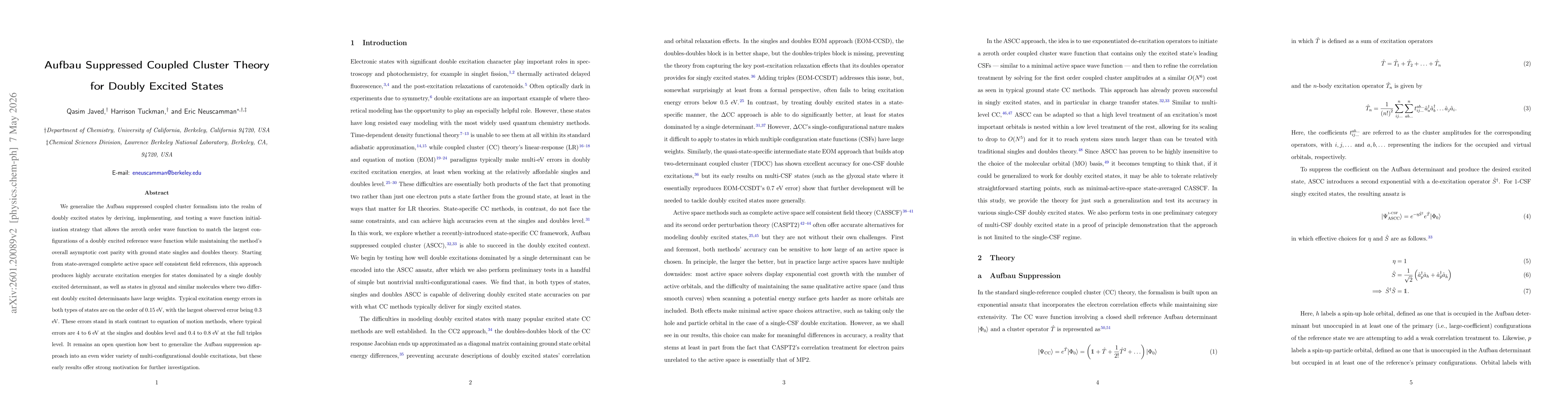 Thumbnail for Aufbau Suppressed Coupled Cluster Theory for Doubly Excited States
