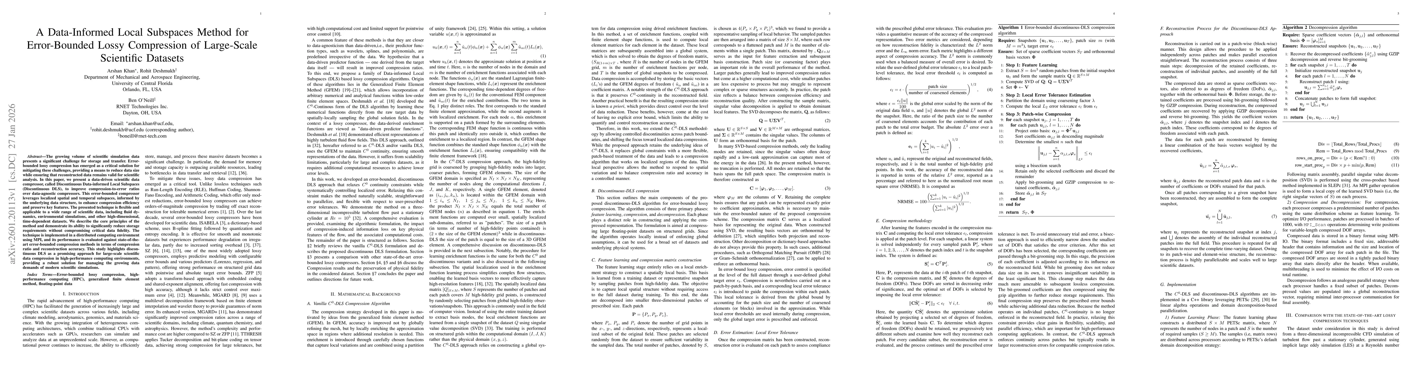 Thumbnail for A Data-Informed Local Subspaces Method for Error-Bounded Lossy Compression of Large-Scale Scientific Datasets