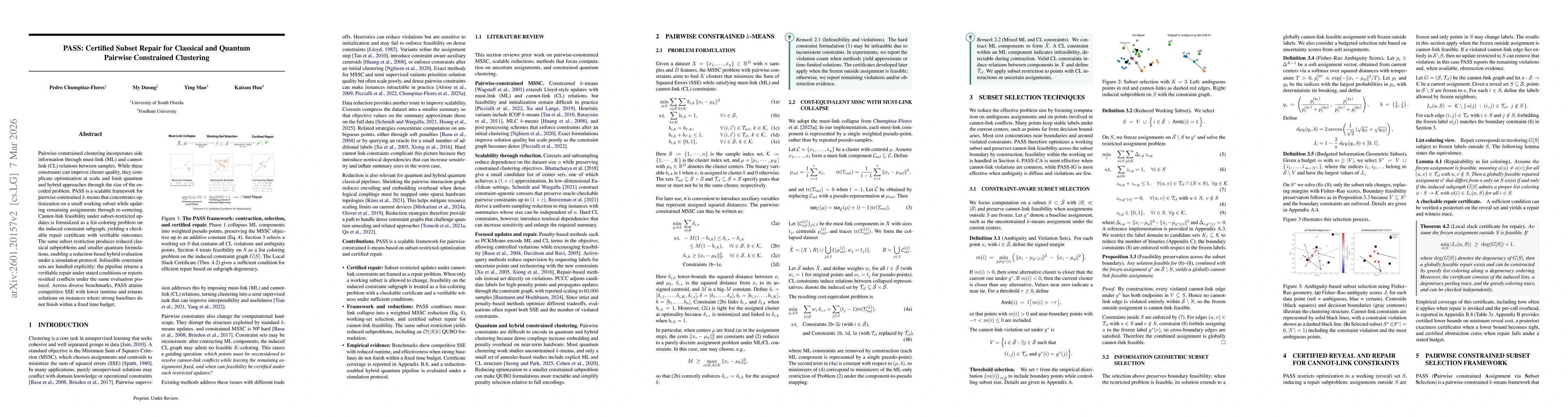Thumbnail for PASS: Ambiguity Guided Subsets for Scalable Classical and Quantum Constrained Clustering