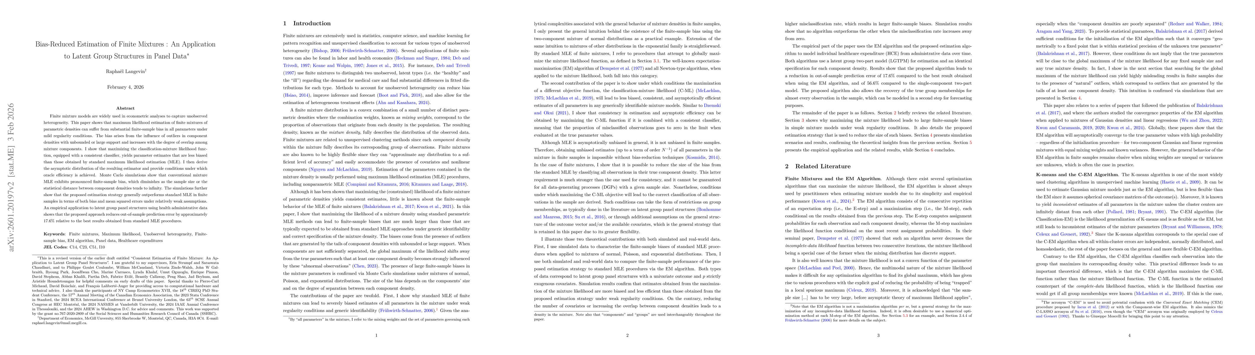 Thumbnail for Bias-Reduced Estimation of Finite Mixtures: An Application to Latent Group Structures in Panel Data