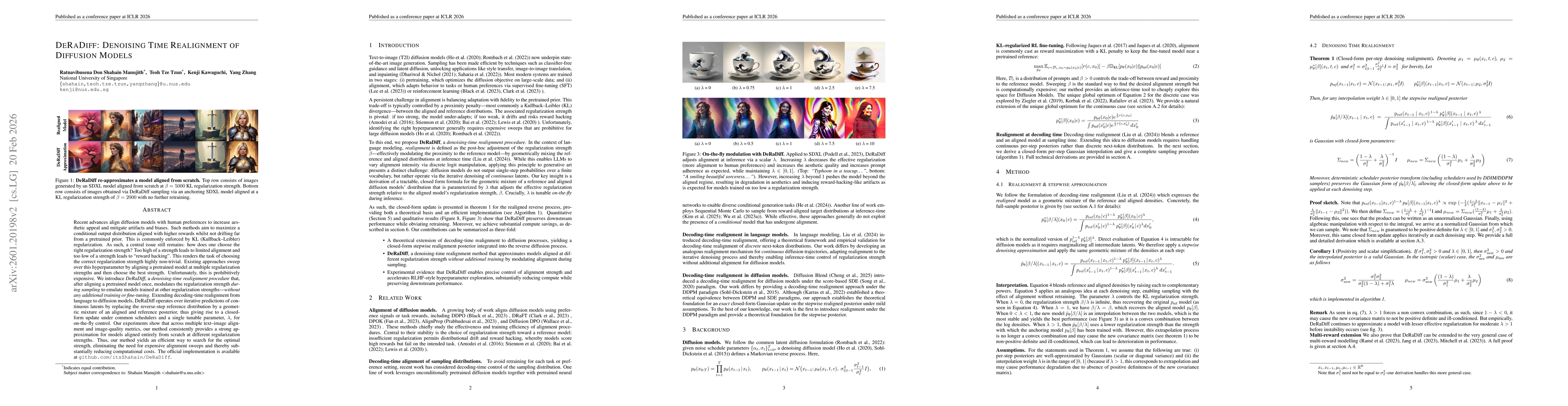 Thumbnail for DeRaDiff: Denoising Time Realignment of Diffusion Models