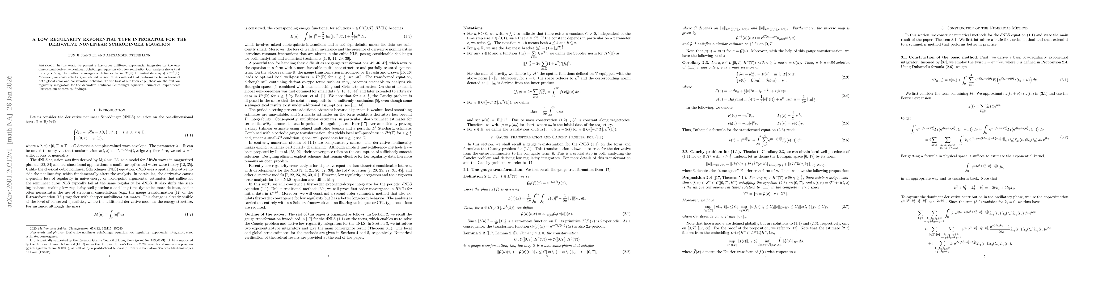 Thumbnail for A low regularity exponential-type integrator for the derivative nonlinear Schrödinger equation