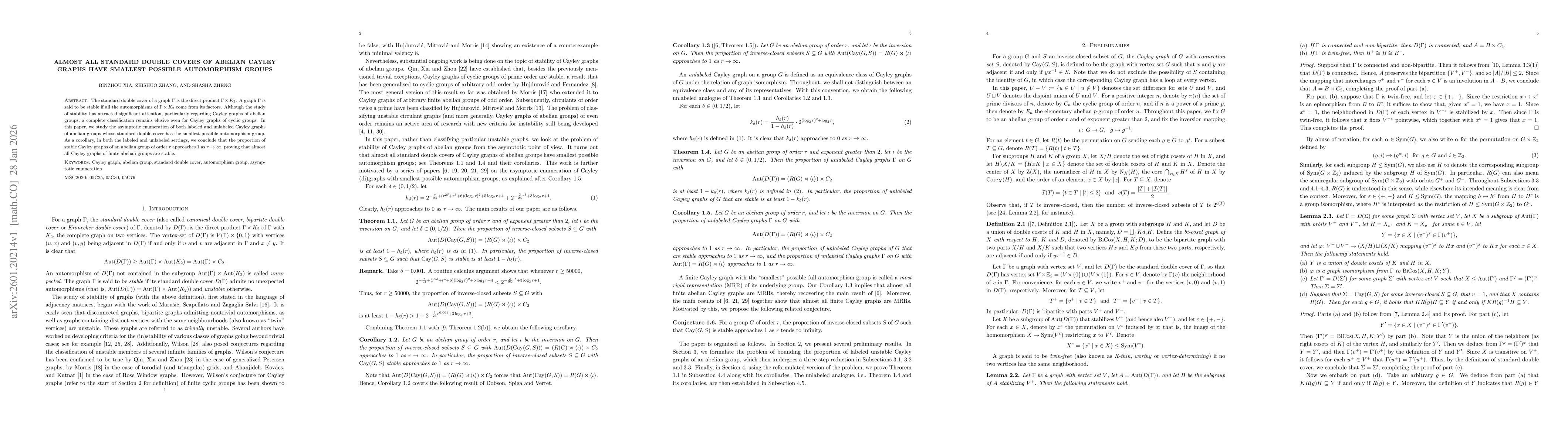 Thumbnail for Almost all standard double covers of abelian Cayley graphs have smallest possible automorphism groups