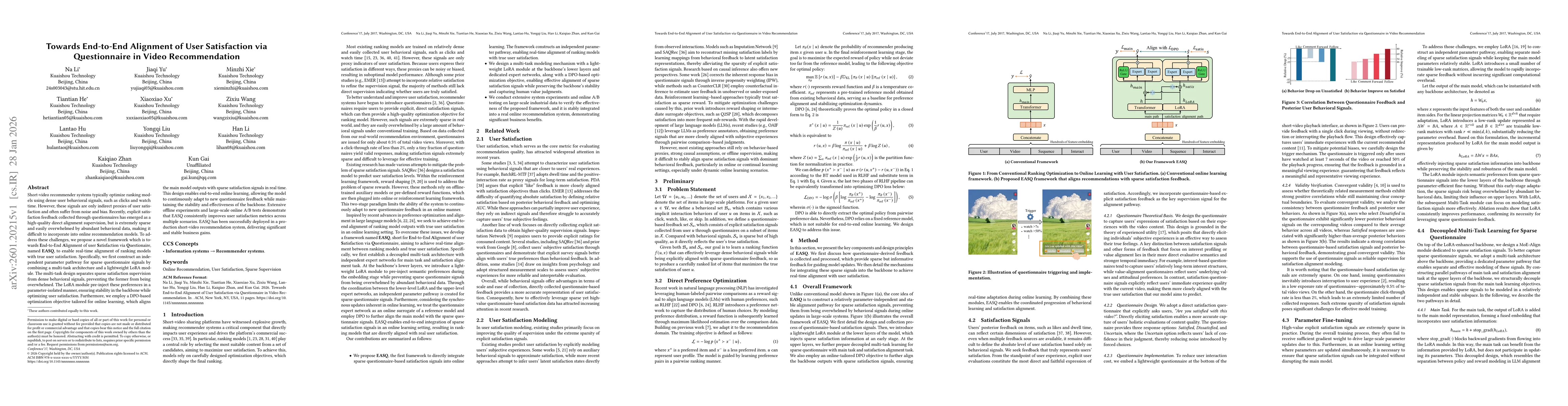 Thumbnail for Towards End-to-End Alignment of User Satisfaction via Questionnaire in Video Recommendation