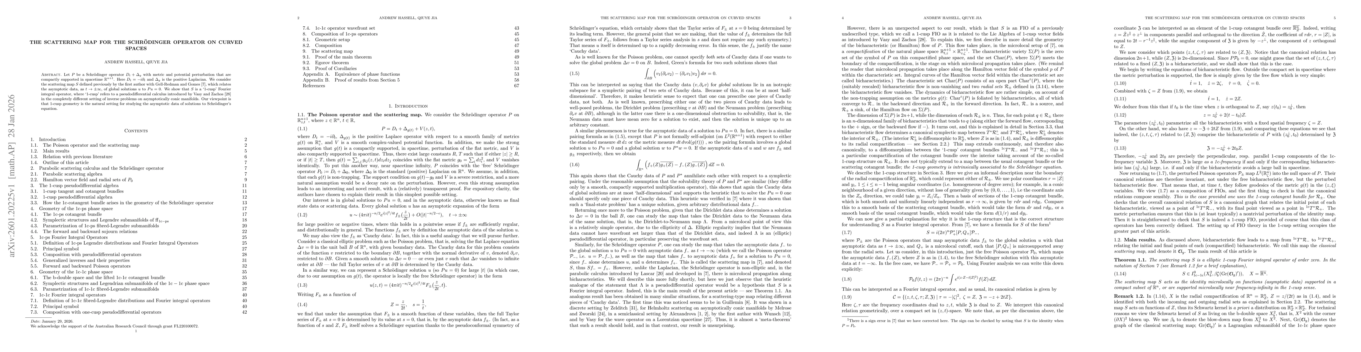 Thumbnail for The scattering map for the Schrodinger operator on curved spaces