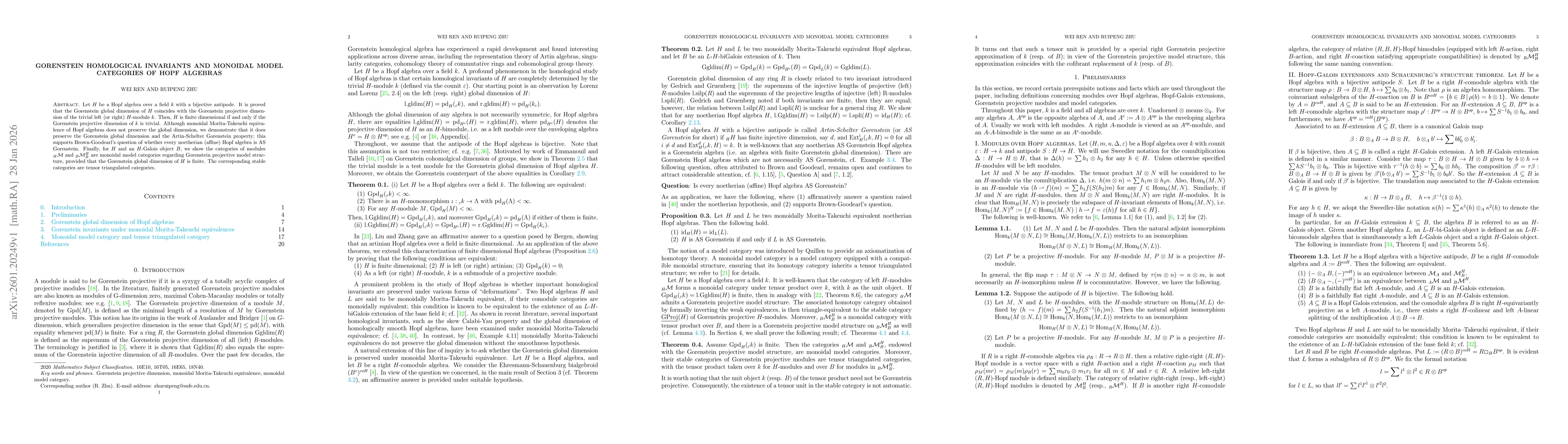 Thumbnail for Gorenstein homological invariants and monoidal model categories of Hopf algebras