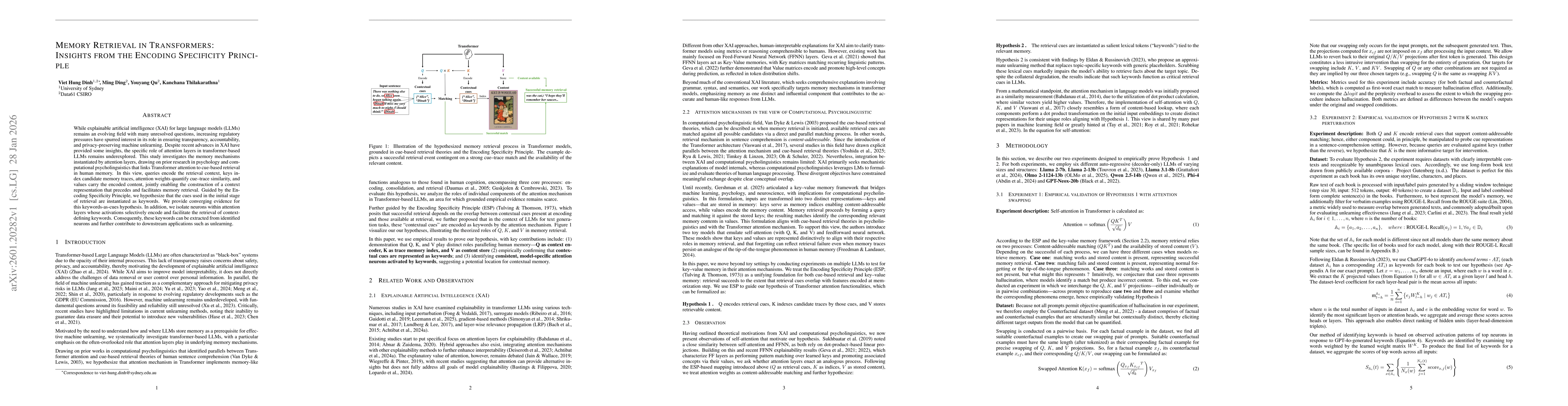 Thumbnail for Memory Retrieval in Transformers: Insights from The Encoding Specificity Principle