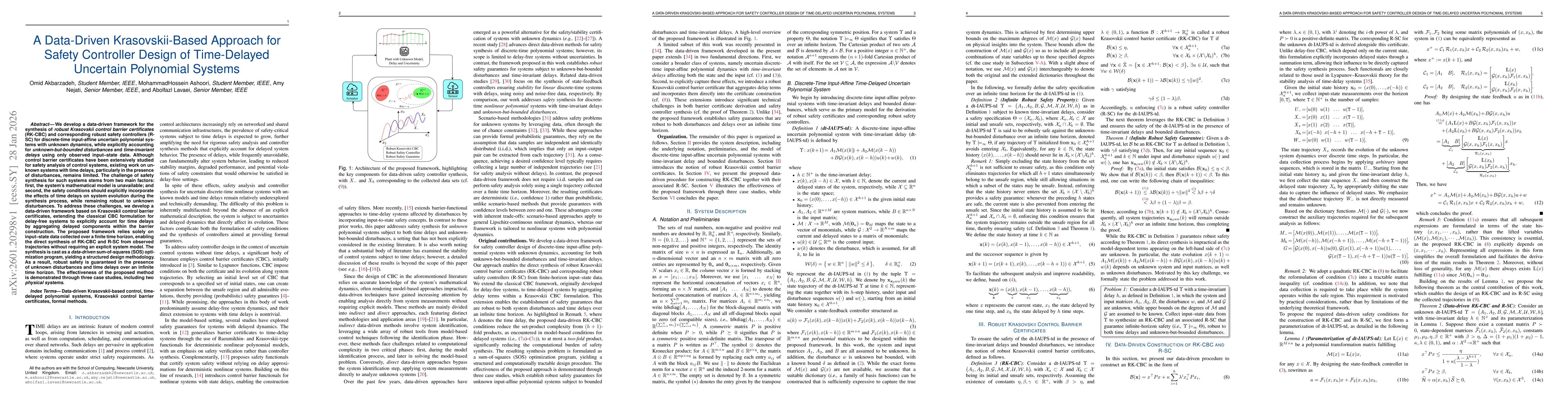Thumbnail for A Data-Driven Krasovskii-Based Approach for Safety Controller Design of Time-Delayed Uncertain Polynomial Systems