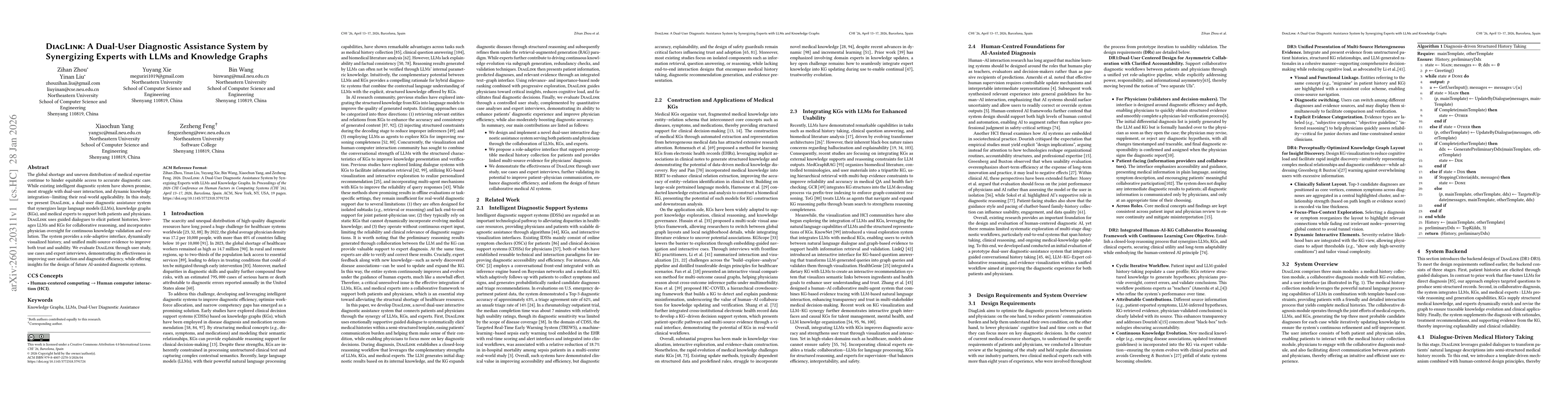 Thumbnail for DiagLink: A Dual-User Diagnostic Assistance System by Synergizing Experts with LLMs and Knowledge Graphs