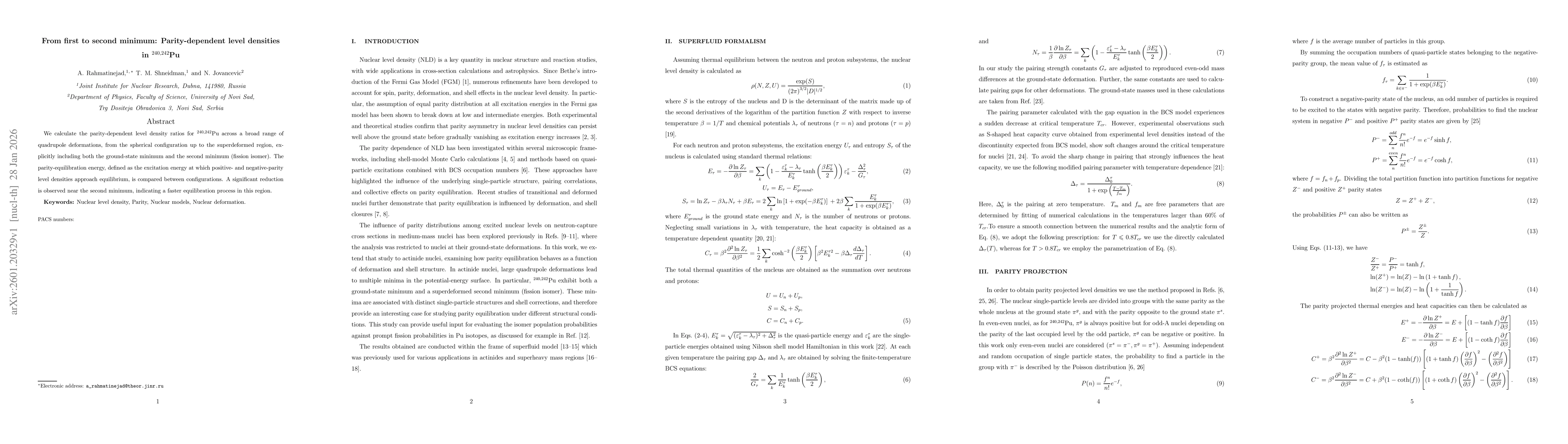 Thumbnail for From first to second minimum: Parity-dependent level densities in $^{240,242}$Pu