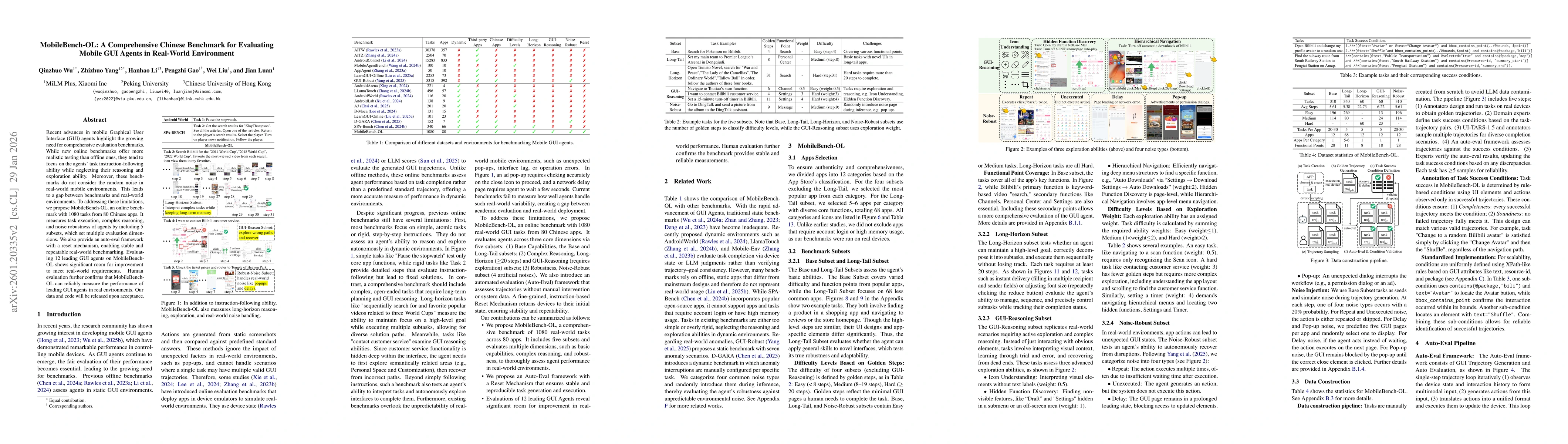 Thumbnail for MobileBench-OL: A Comprehensive Chinese Benchmark for Evaluating Mobile GUI Agents in Real-World Environment