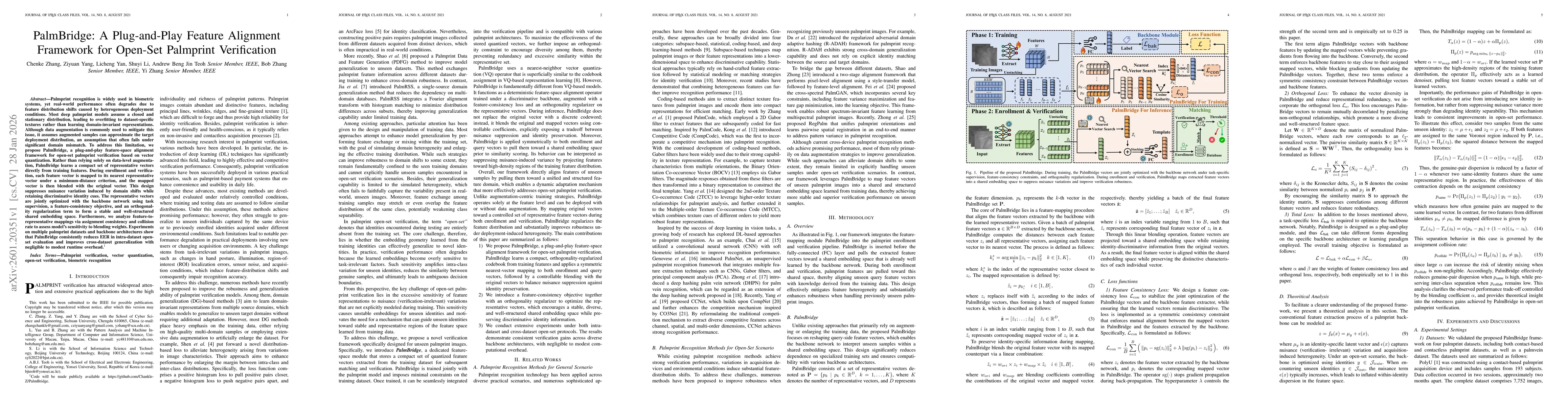 Thumbnail for PalmBridge: A Plug-and-Play Feature Alignment Framework for Open-Set Palmprint Verification