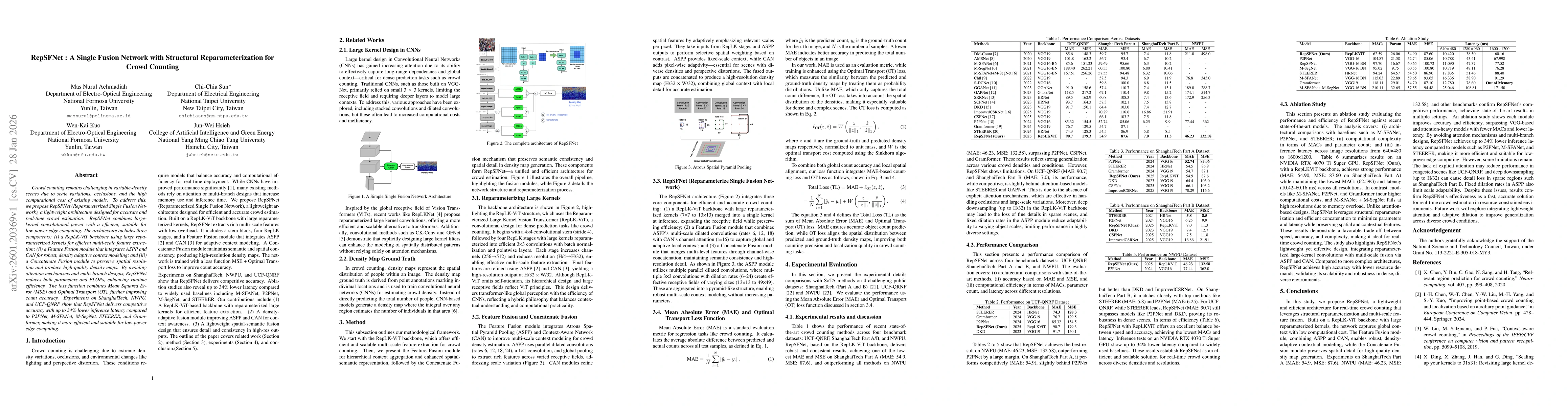 Thumbnail for RepSFNet : A Single Fusion Network with Structural Reparameterization for Crowd Counting