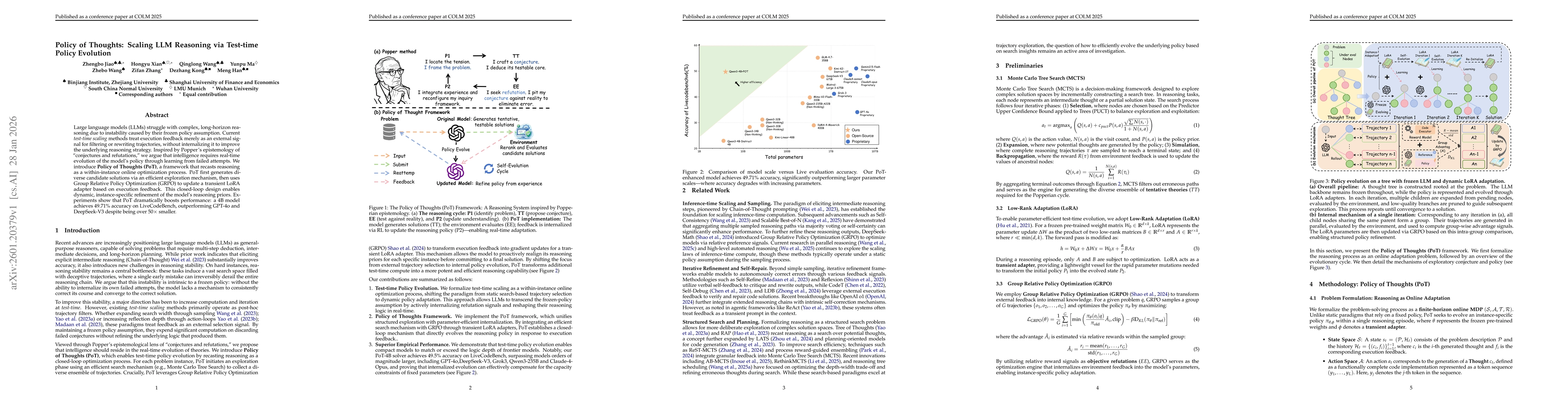 Thumbnail for Policy of Thoughts: Scaling LLM Reasoning via Test-time Policy Evolution