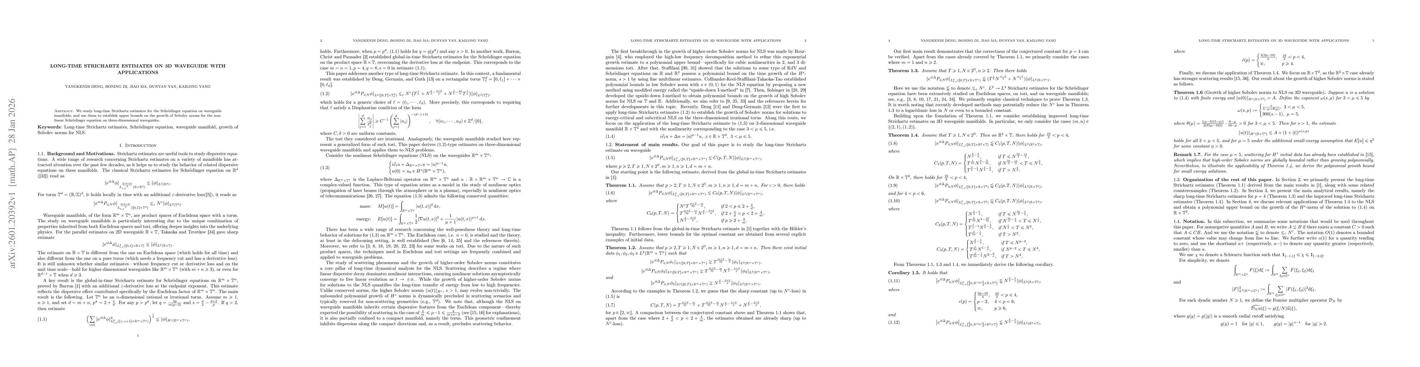 Thumbnail for Long-time Strichartz estimates on 3D waveguide with applications