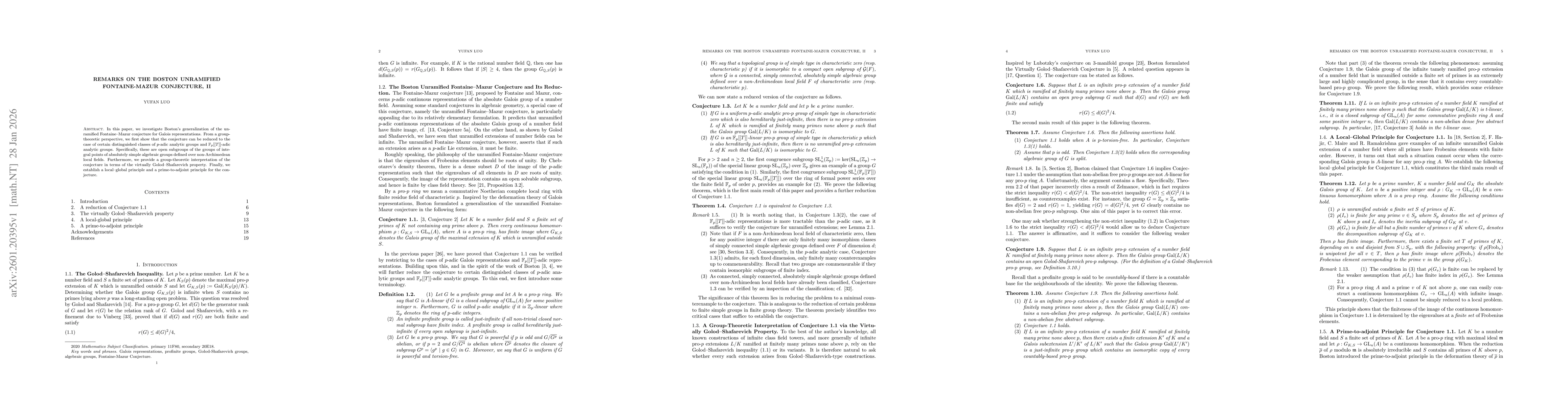 Thumbnail for Remarks on the Boston Unramified Fontaine-Mazur Conjecture, II
