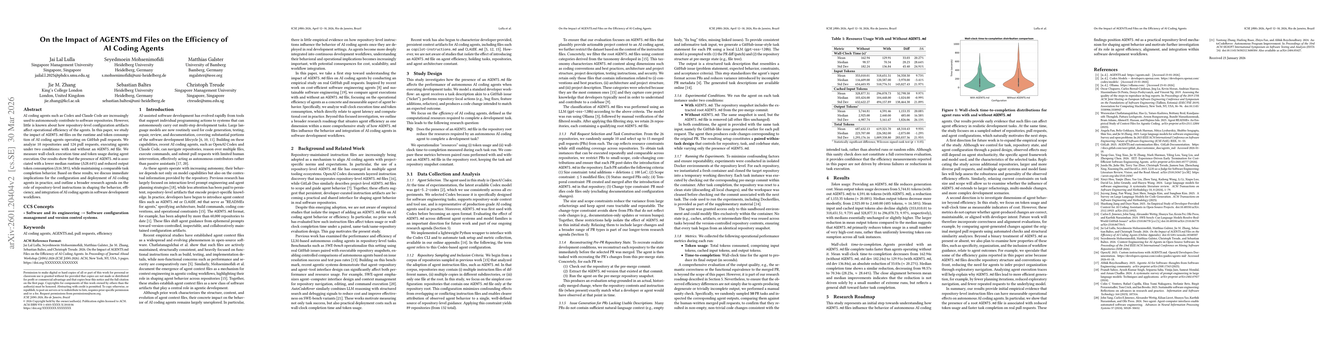Thumbnail for On the Impact of AGENTS.md Files on the Efficiency of AI Coding Agents