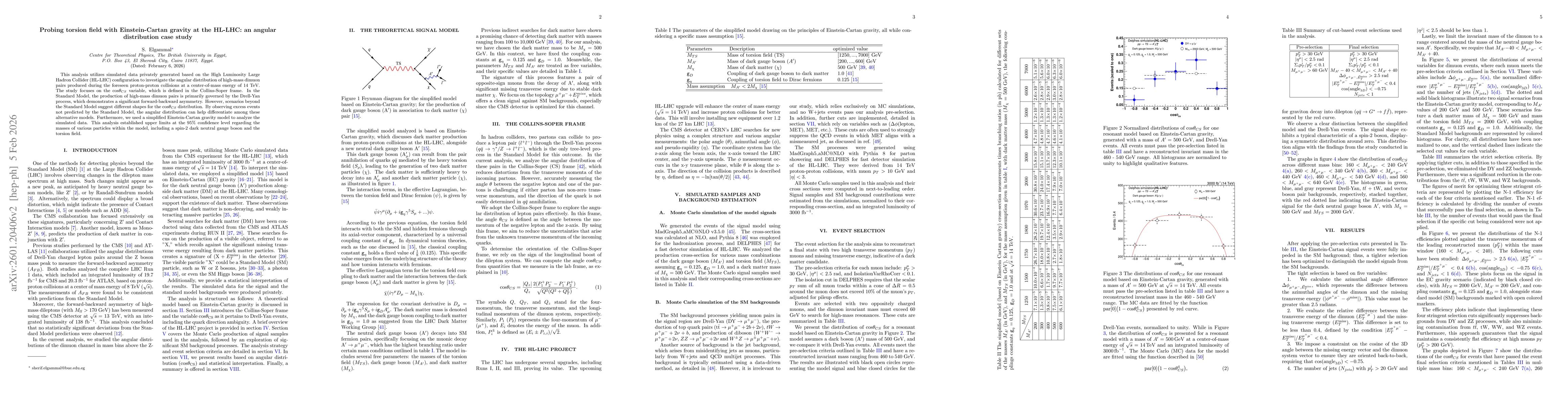 Thumbnail for Probing torsion field with Einstein-Cartan gravity at the HL-LHC: an angular distribution case study