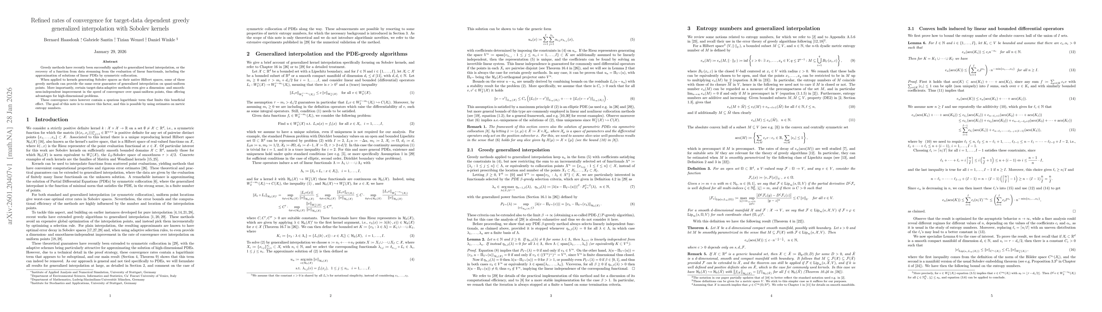Thumbnail for Refined rates of convergence for target-data dependent greedy generalized interpolation with Sobolev kernels