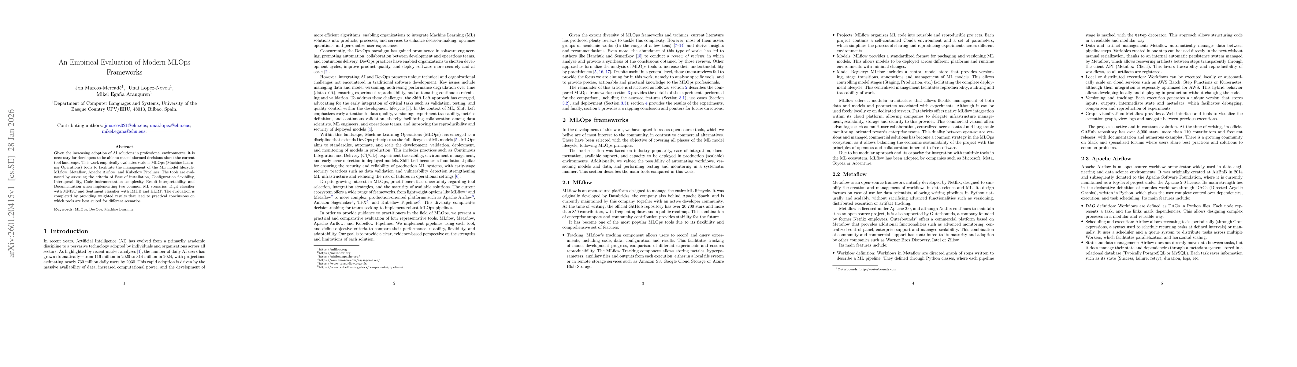 Thumbnail for An Empirical Evaluation of Modern MLOps Frameworks